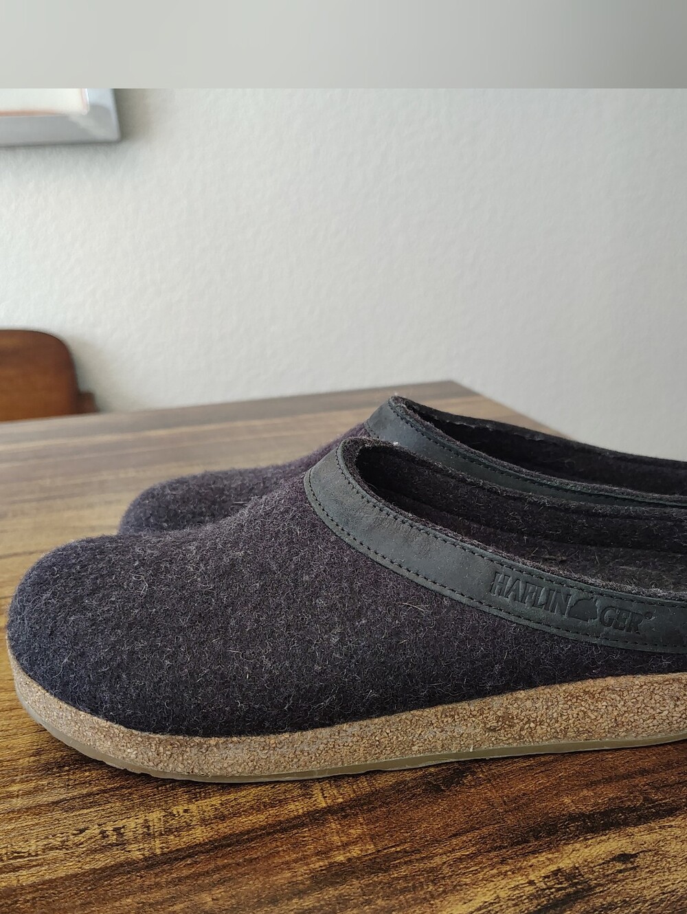 Haflinger Grizzly GZL Clogs, Felted Wool Slippers Grey, Size 40 Woman 9 Men 7